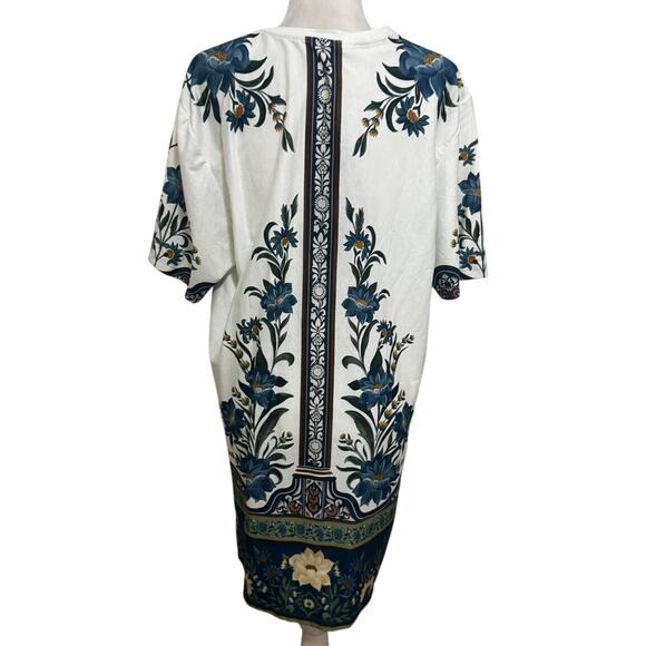 Farm Rio Brazil blue botanical floral t-shirt dress M cottagecore vacation (M) - Picture 4 of 9